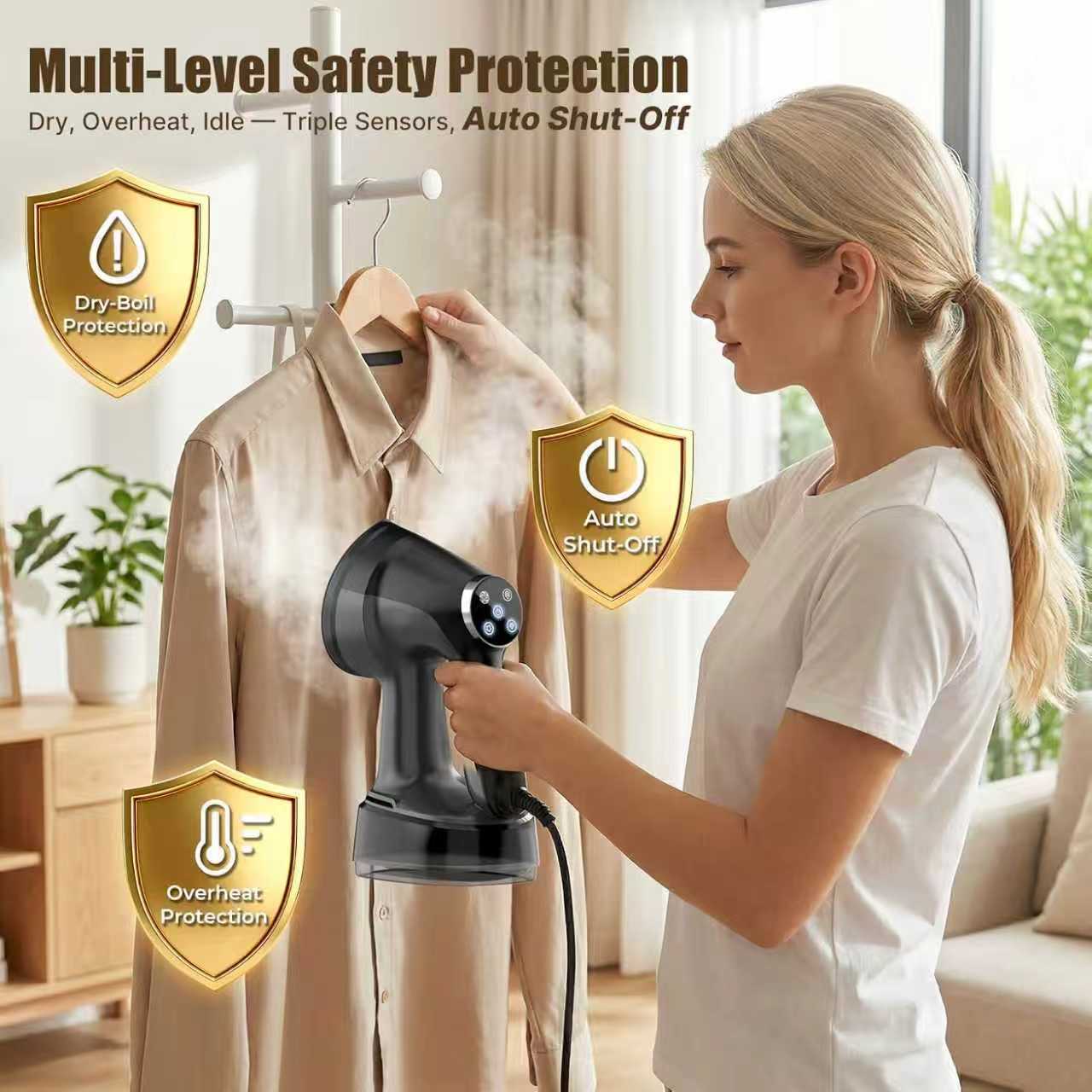 Portable handheld steam iron, dry and wet dual-use