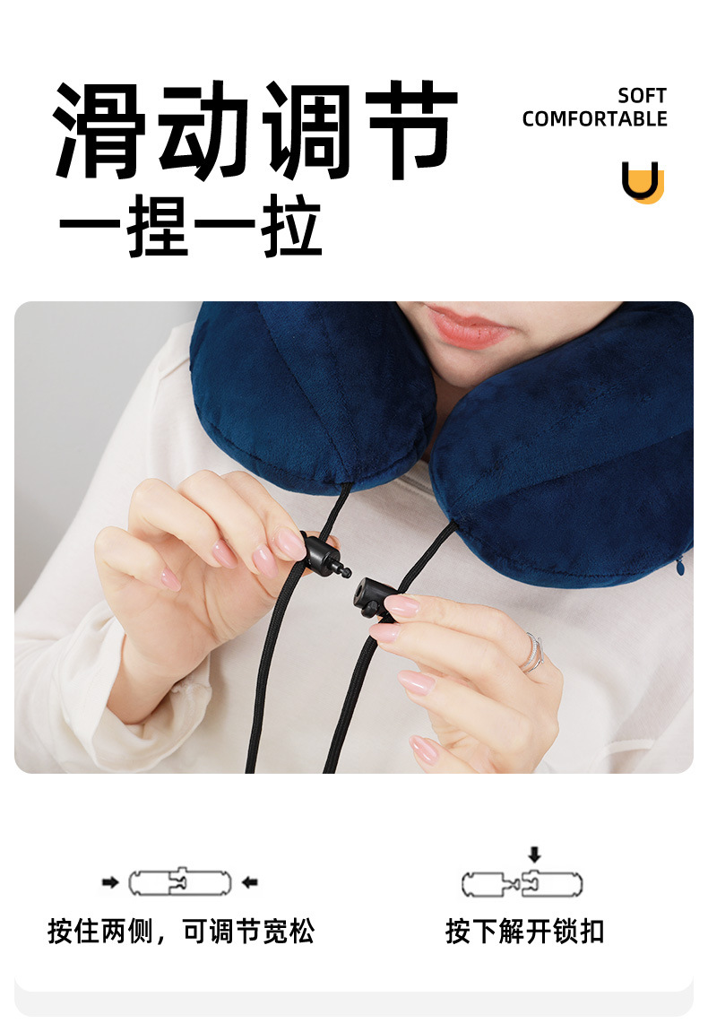 Soft crystal velvet U-shaped neck pillow for travel and flights
