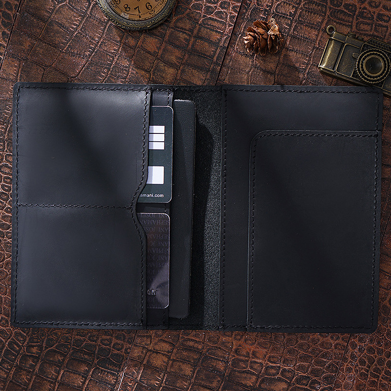 Genuine leather passport holder, vintage handmade