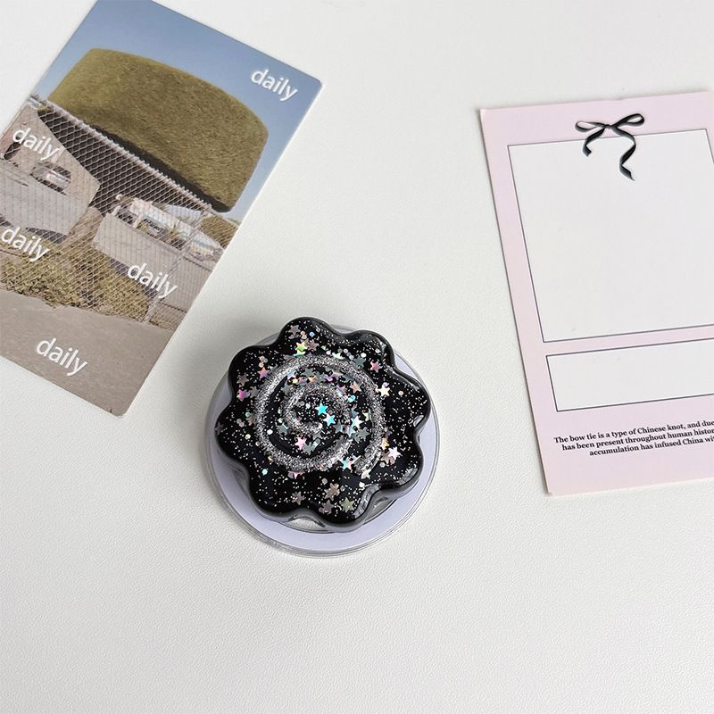 Magnetic phone stand, sequin design, rotating and retractable