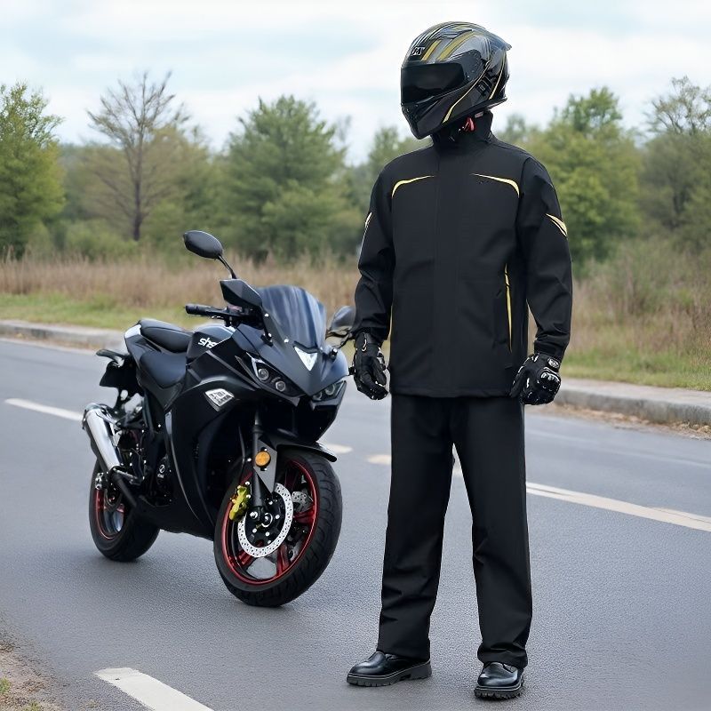 Motorcycle rain suit, two-piece, fully waterproof