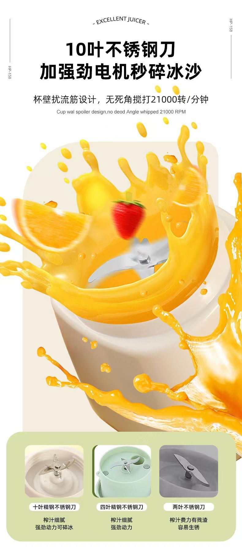 Home blender, multifunctional fruit and vegetable juicer USB