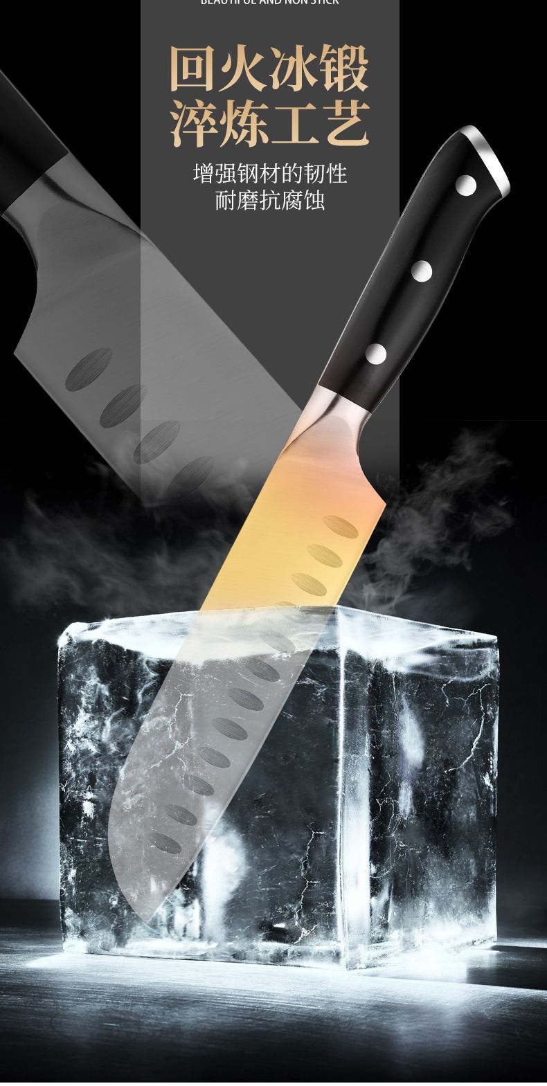 Paslanmaz çelik santoku bıçak seti 4 parçalı