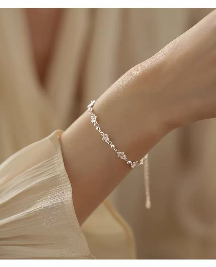 925er Silber Blüten-Armband elegant für Damen