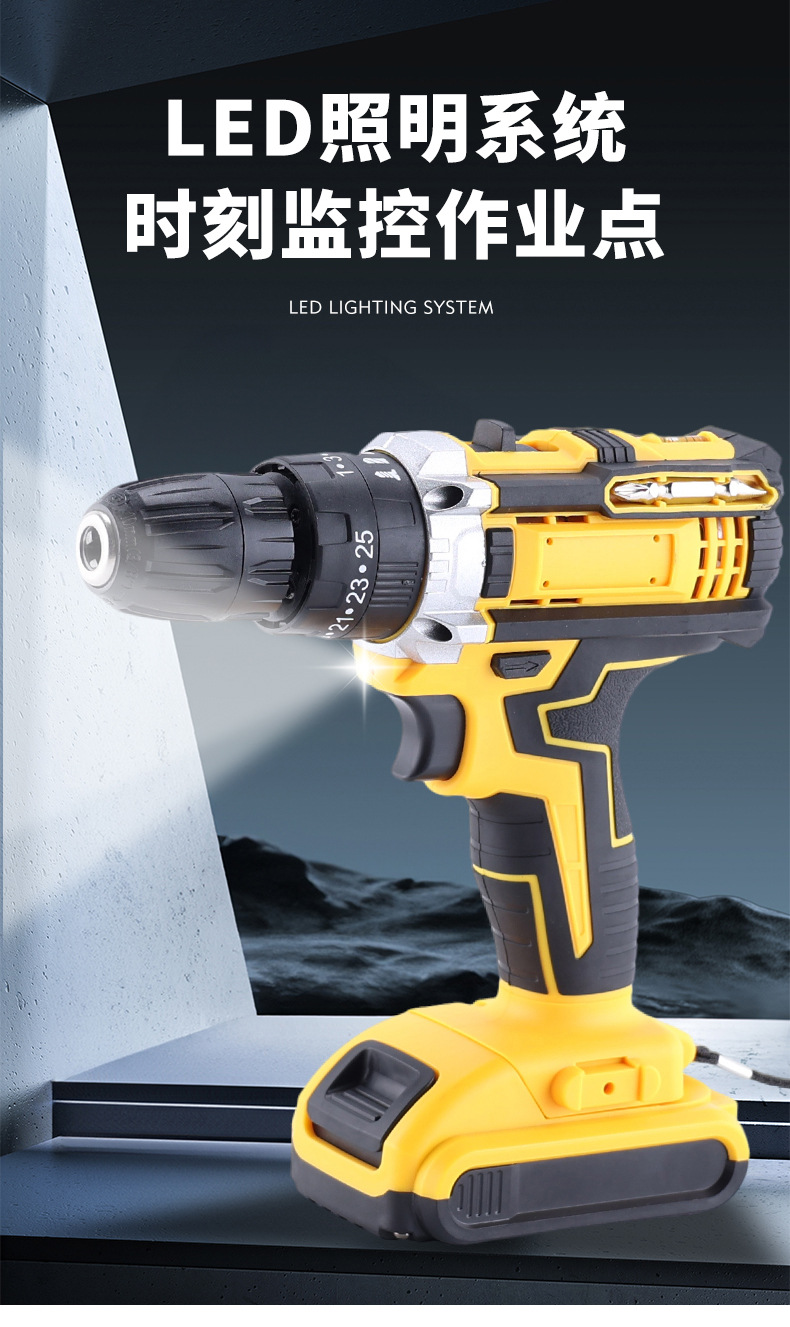 Rechargeable Lithium Electric Drill and Screwdriver Set, Impact