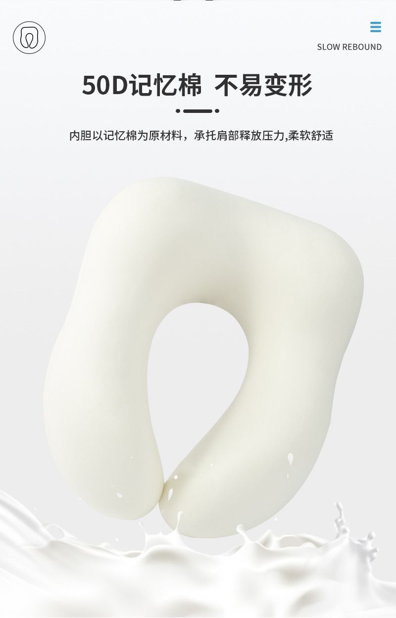 Memory Foam U-Shaped Neck Pillow, Portable Travel