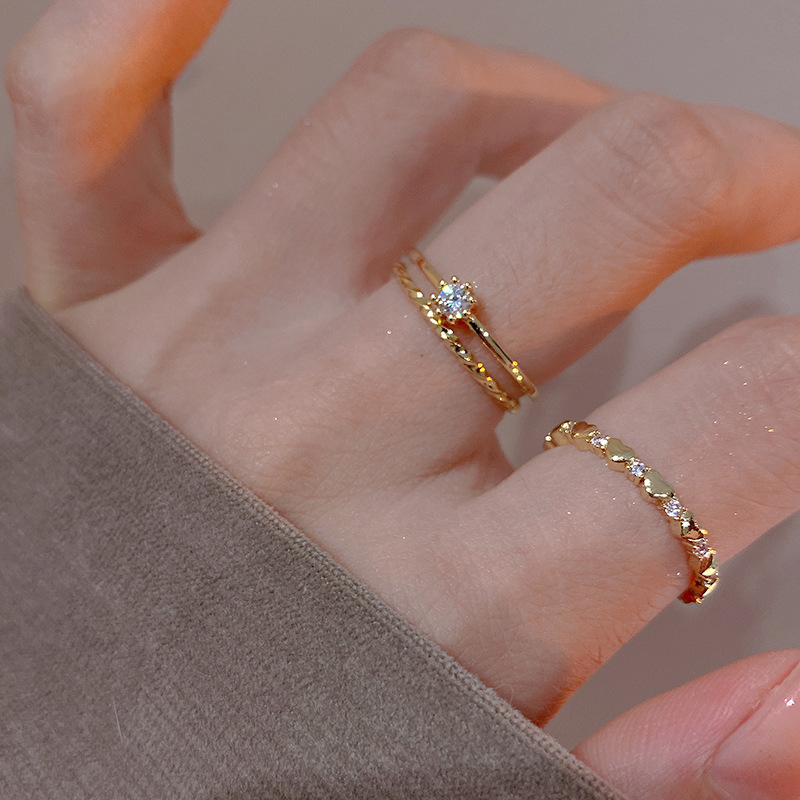Zircon stone ring, natural color, open design