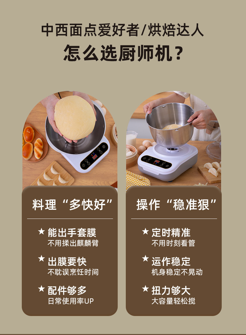 Smart Kitchen Machine Automatic Dough Mixer Multifunctional