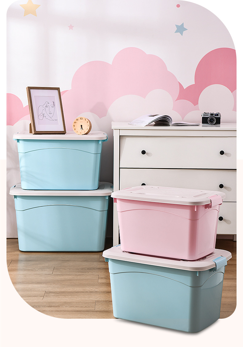 Plastic Storage Box with Wheels and Lid Large Capacity