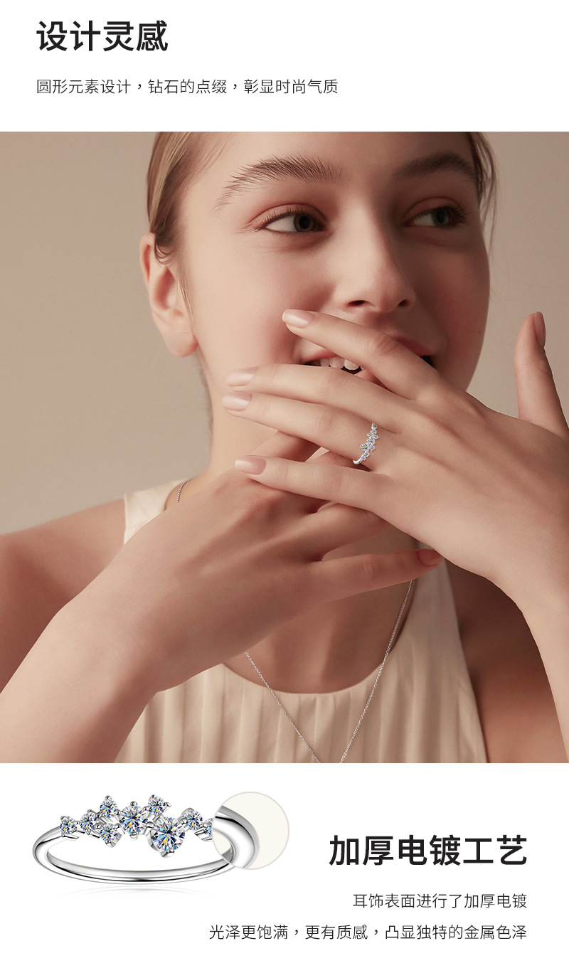 Moissanit Ring für Damen mit Sternendesign, Silber