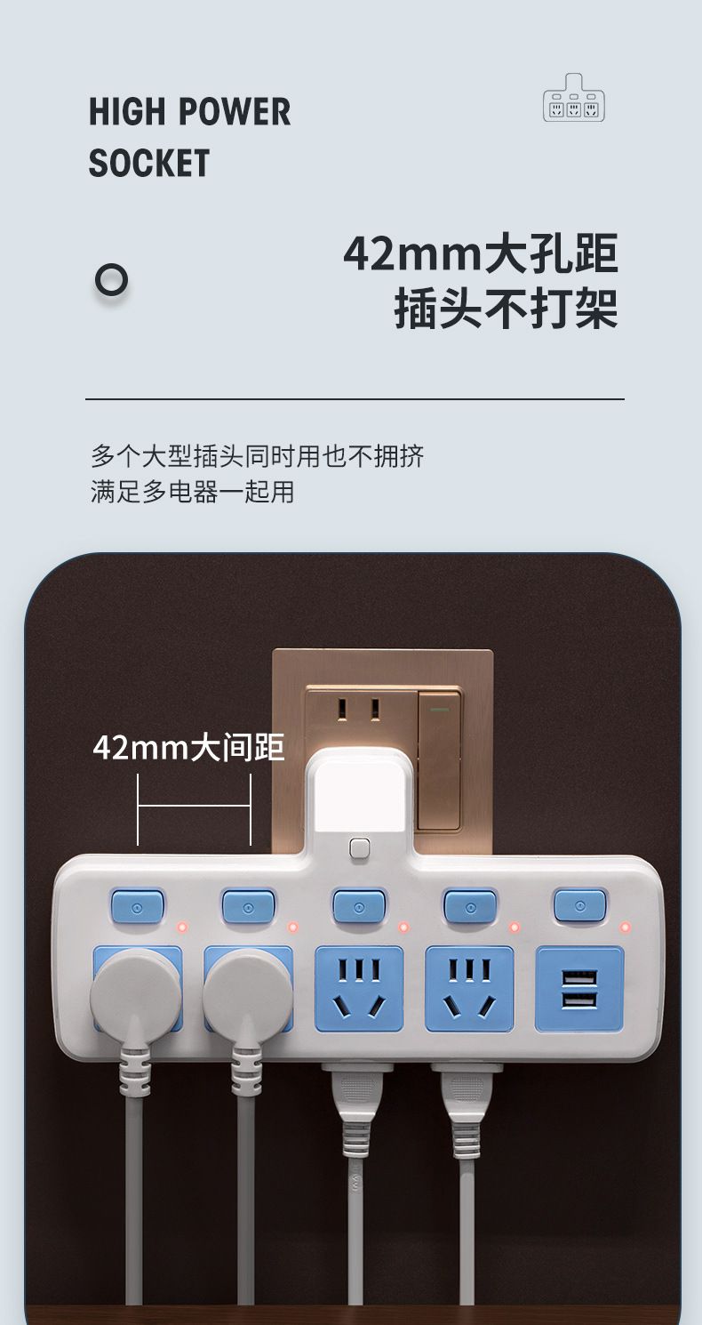 USB converter socket, 1-to-3 high-power extension