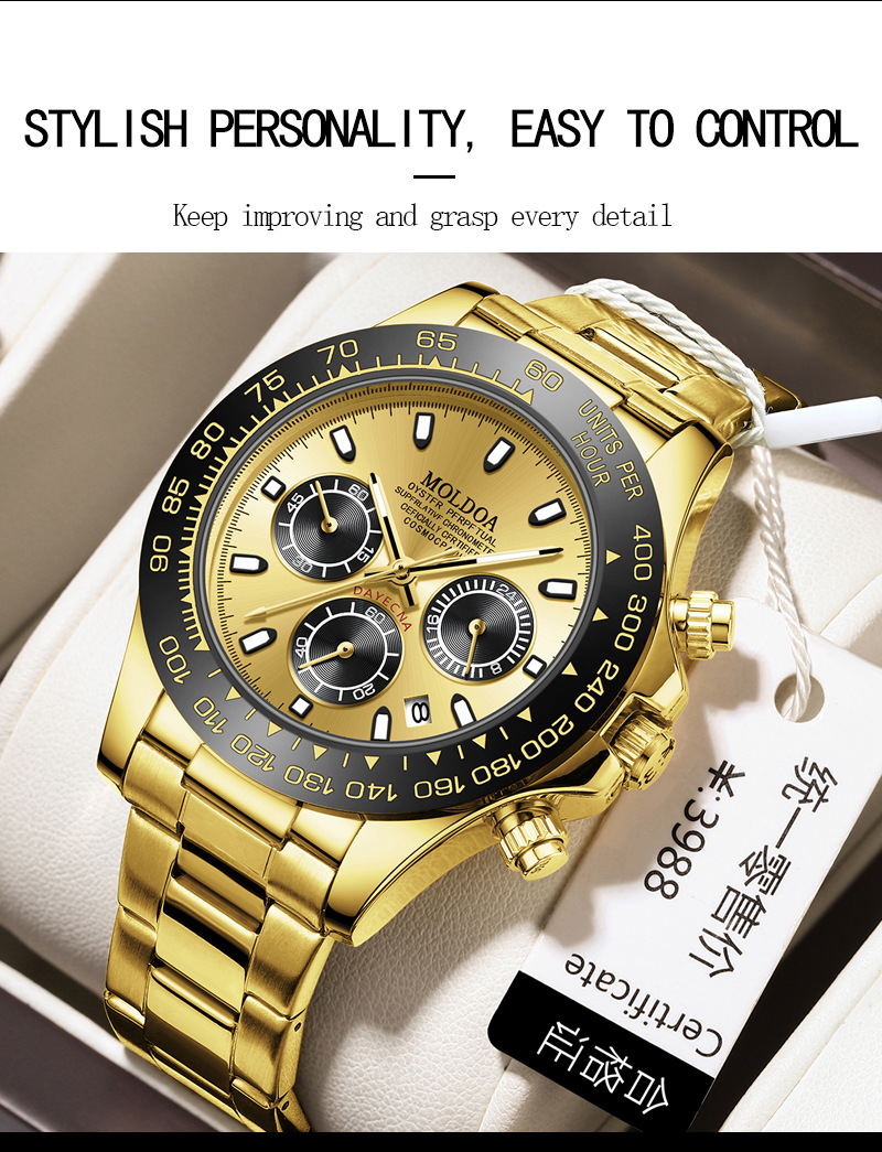 Herrenarmbanduhr mit Kalender, transparentes Design, wasserdicht