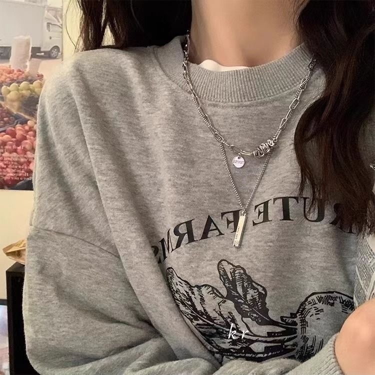 Double-layer women's necklace luxury sweater chain pendant