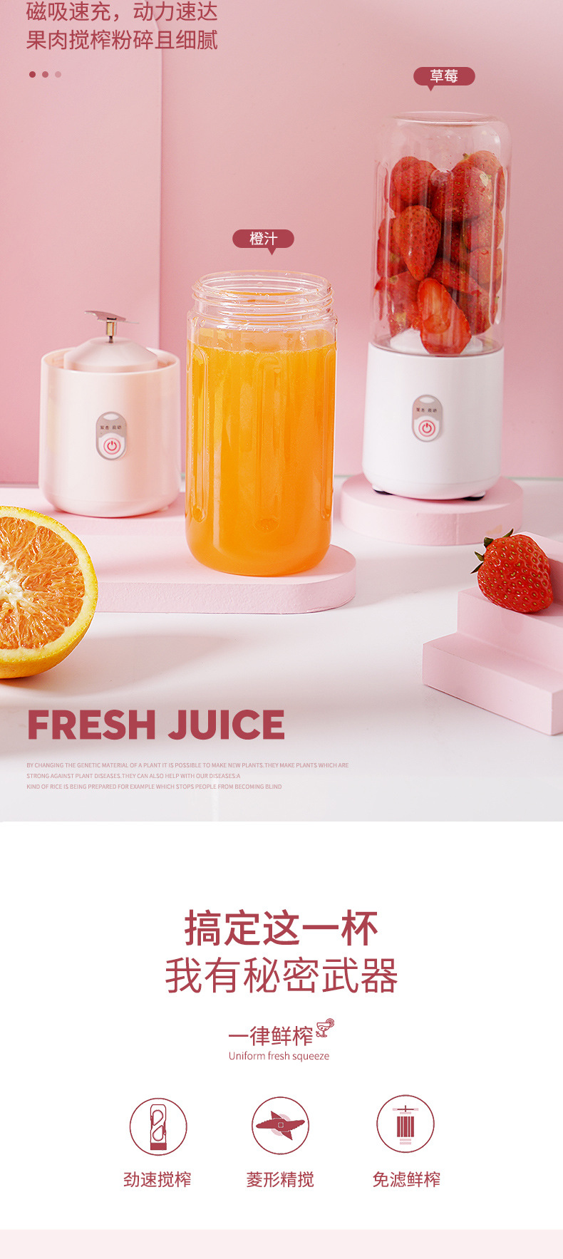 Portable Rechargeable Juicer and Blender