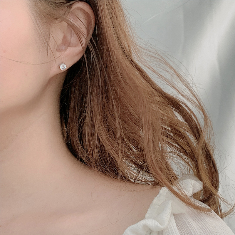 Moissanite Silver Earrings 925 Sterling Round Elegant Design