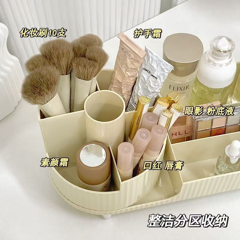 跨境亚马逊化妆品收纳盒家用梳妆台桌面旋转护肤品口红眼影置物架