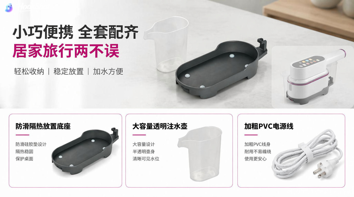 Foldable handheld garment steamer, touch screen, portable
