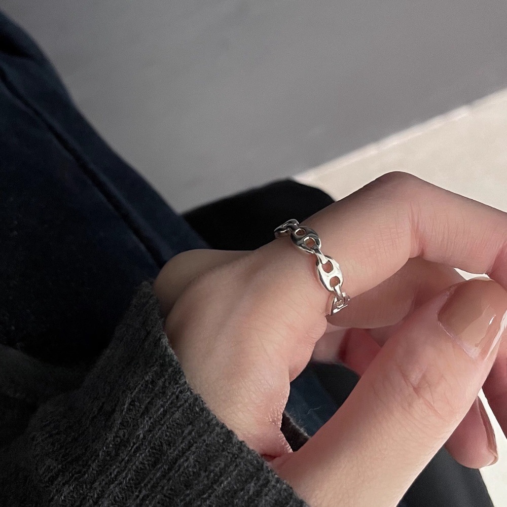 S925 sterling silver adjustable ring for women, vintage style