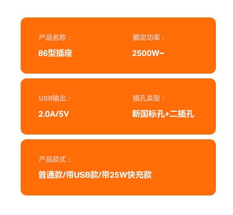 快充86型开关插座转换器USB多功能多孔位转换一转多扩展器电源