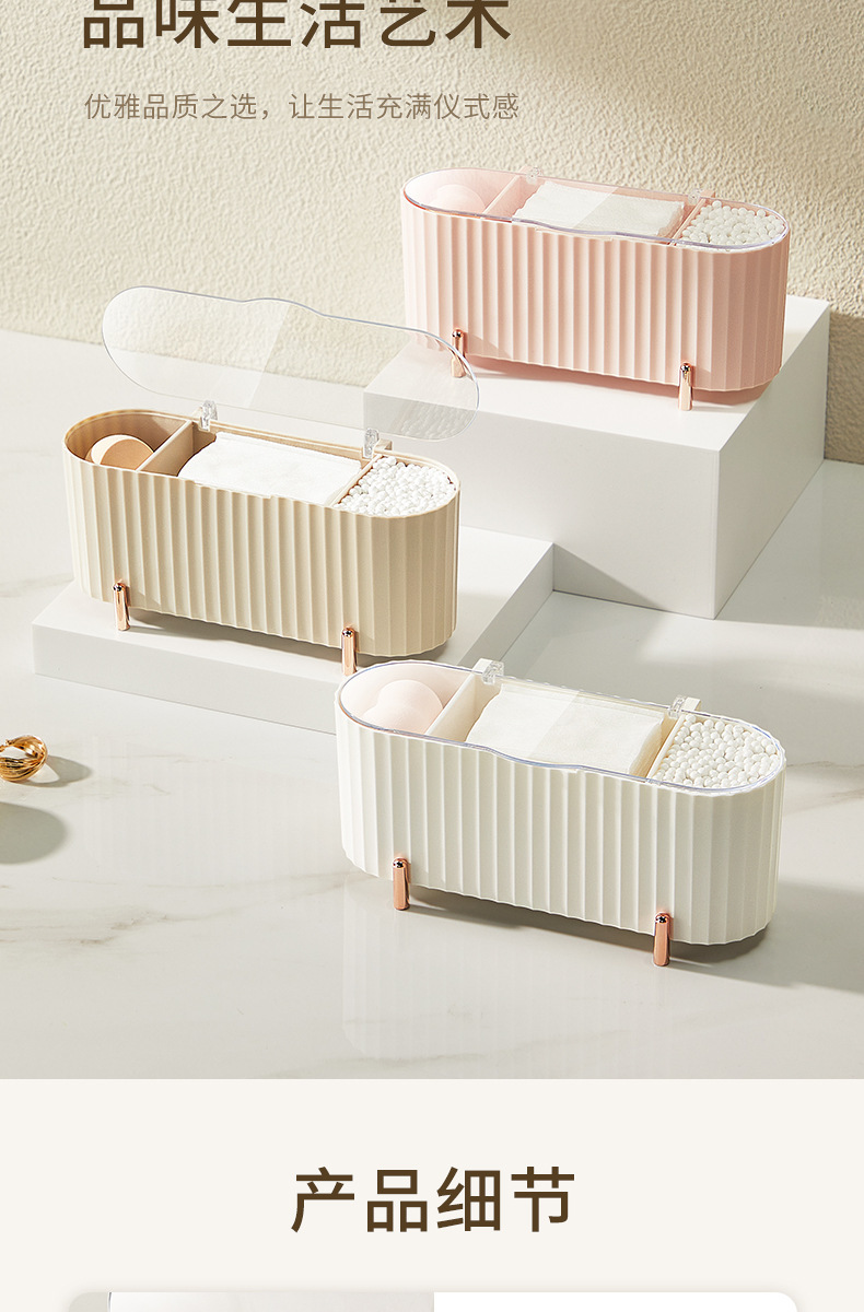 Cotton storage box for cosmetic pads, transparent lid
