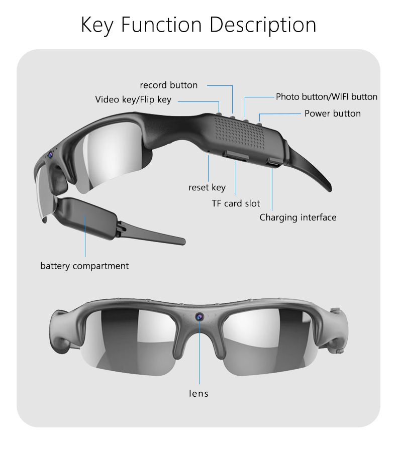 Smart Bluetooth glasses with camera and video recording