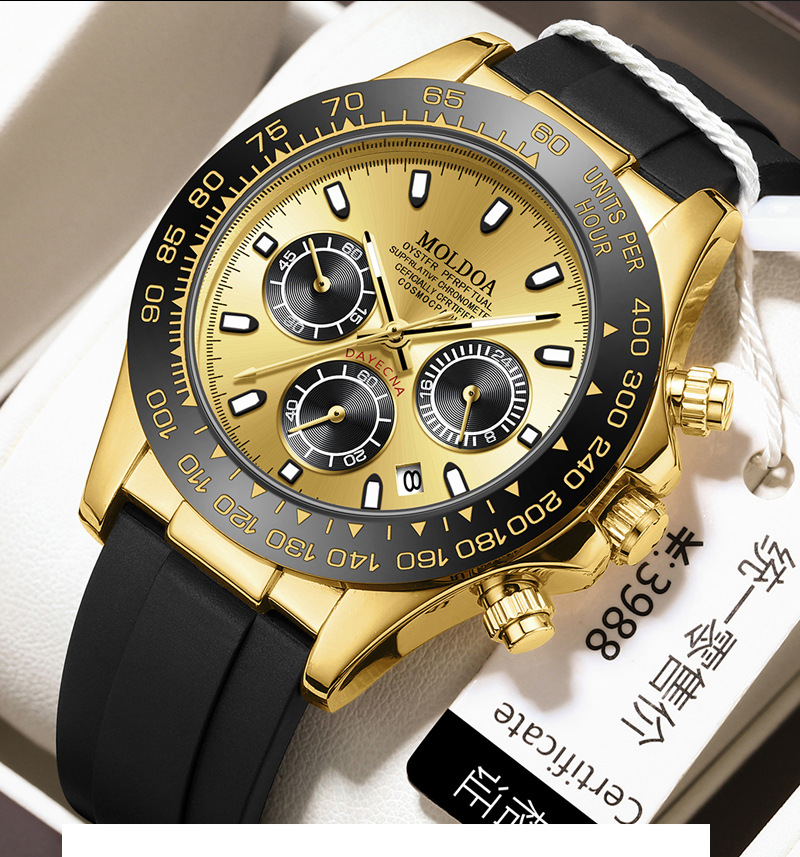 Herrenarmbanduhr mit Kalender, transparentes Design, wasserdicht