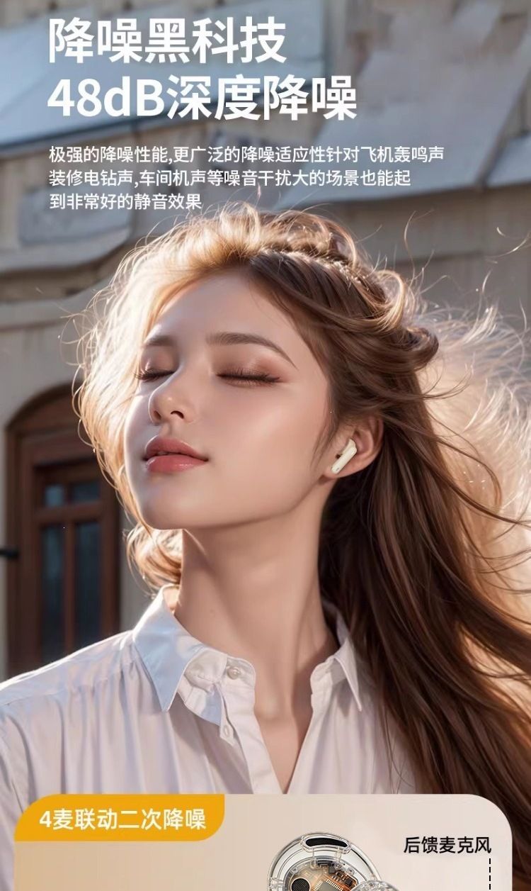 B44 wireless Bluetooth TWS earbuds with noise cancelling and display