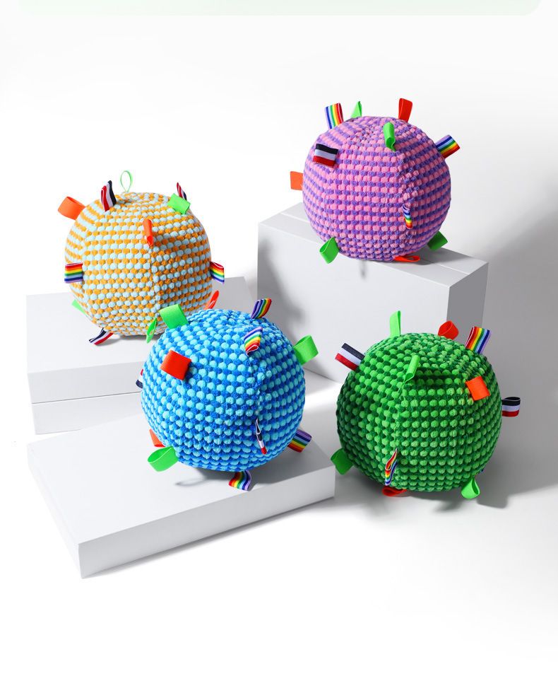 Dog toy with bell ball, sound-making, durable, plush