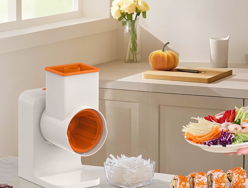 Electric vegetable cutter, fully automatic, 3-in-1 drum blade