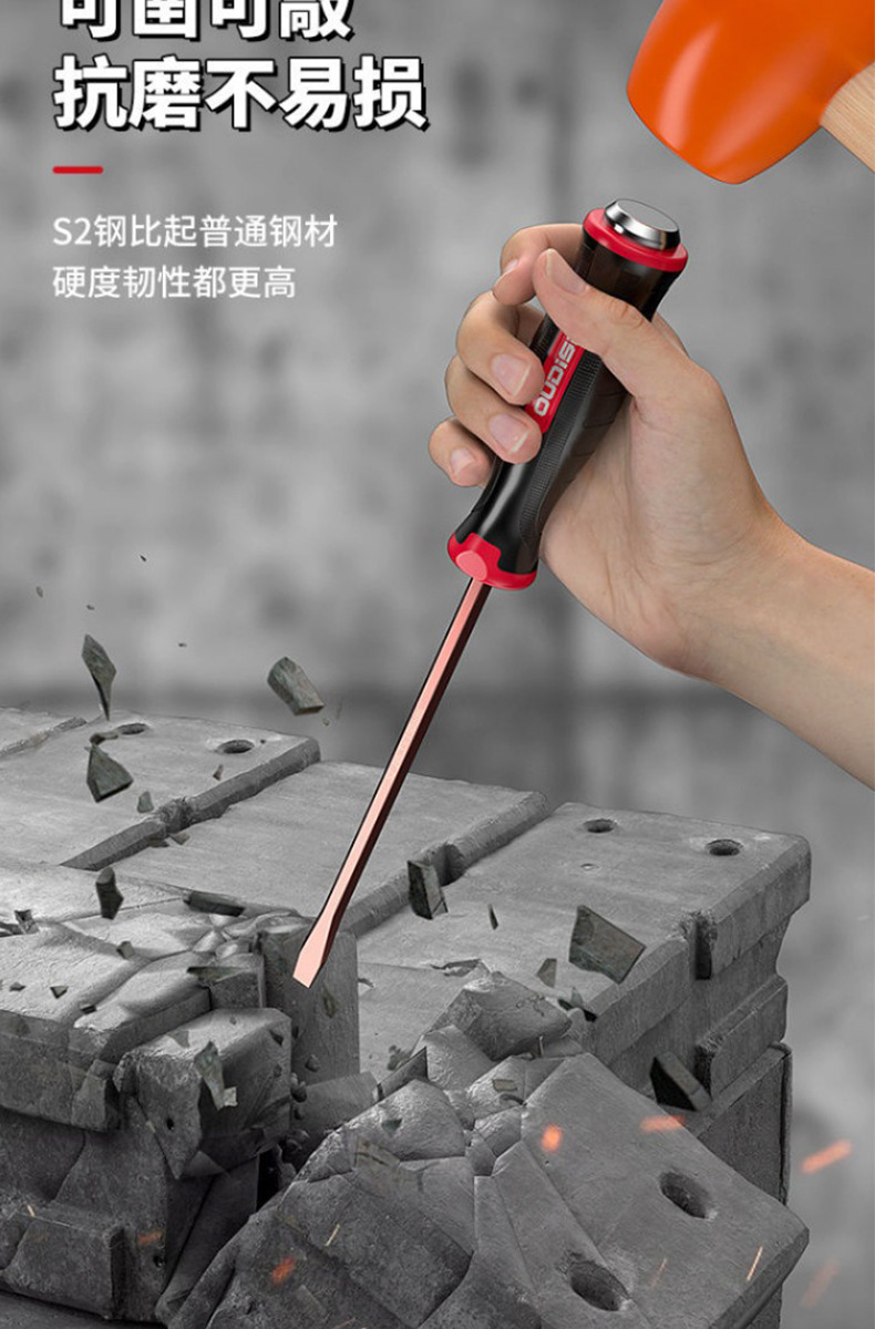 Cross screwdriver set, heavy duty, percussion
