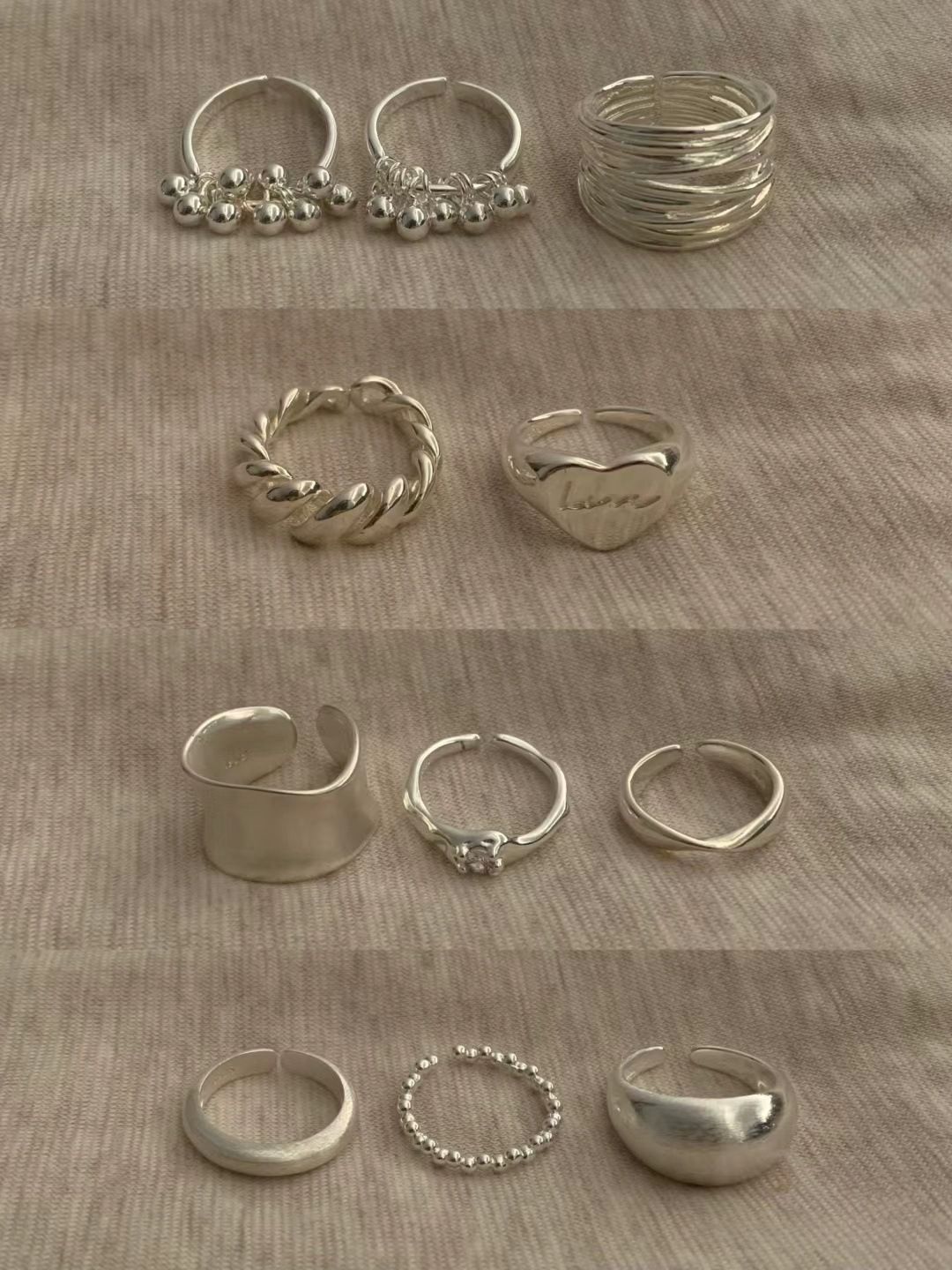 Damen-Silberring, schwarz matt, einfaches Design