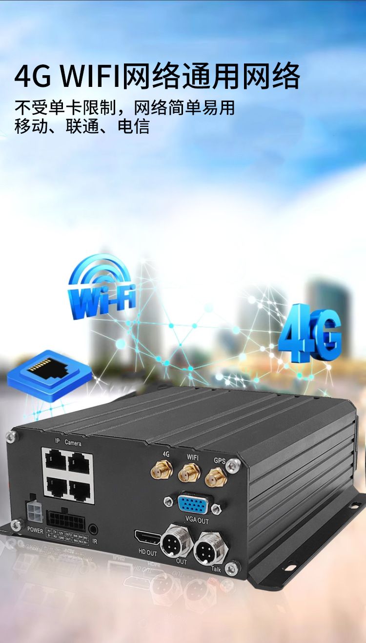 Araç Monteli NVR Kaydedici, 4 Kanal, 4G, GPS