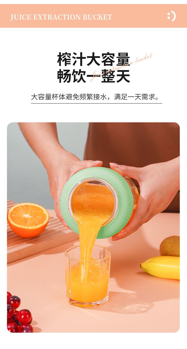 Portable rechargeable fruit juicer with large capacity