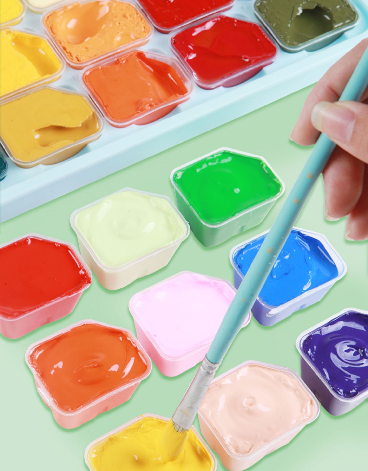 Gouache Paint Set, 24 Colors, Portable, Beginners