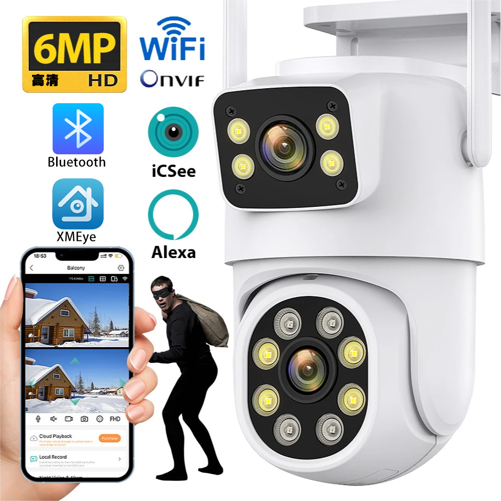 Icsee P11 Außen-Dual-Objektiv WiFi Ultra-HD CCTV-Kamera