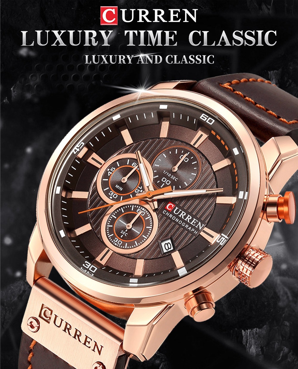 CURREN Herrenuhr, braun, wasserdicht