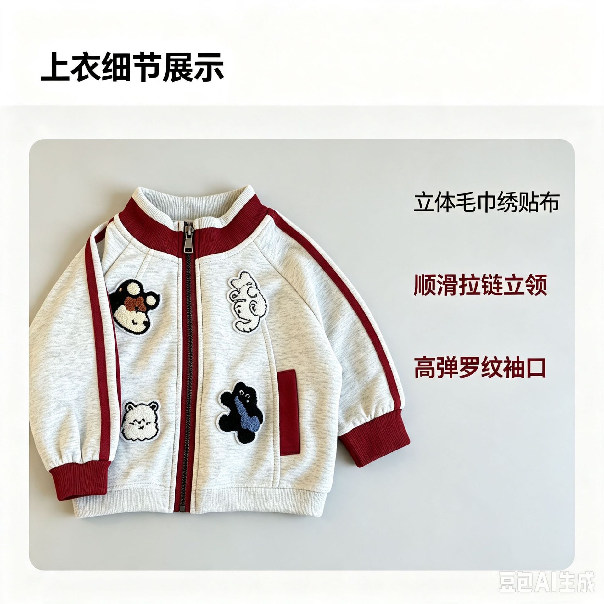 Children's sportswear set, raglan sleeves, towel embroidery, two-piece