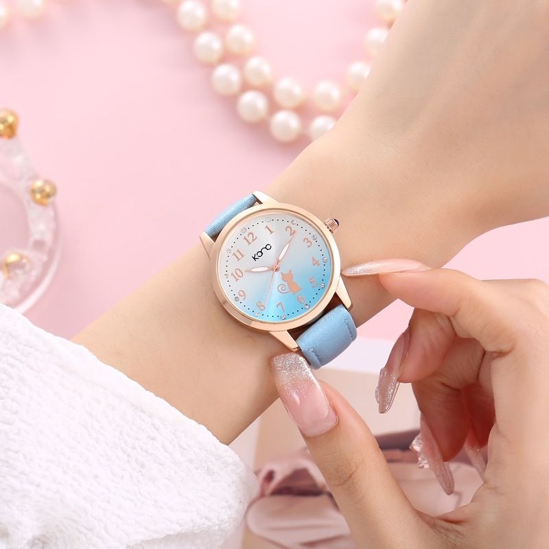 Koreanische Damen-Quarzuhr, wasserdicht, schlichtes Design