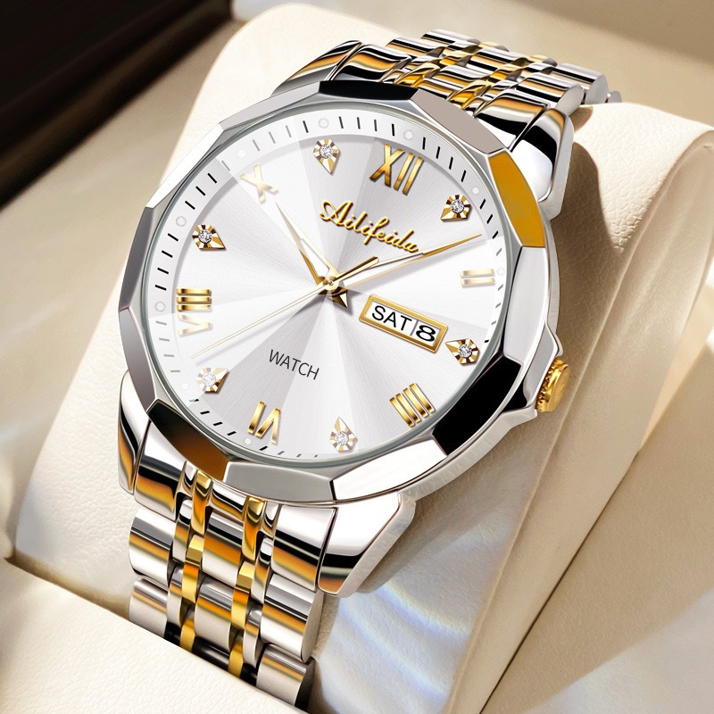 Men's Quartz Watch Hollow Caseback Calendar Luminous