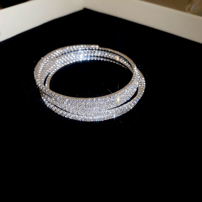 Artificial pearl multilayer rhinestone stretch bracelet