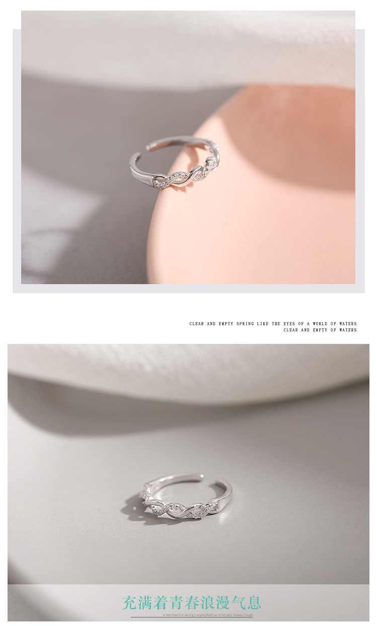 Geflochtener Ring Damen, luxuriöses offenes Design mit Kristallsteinen