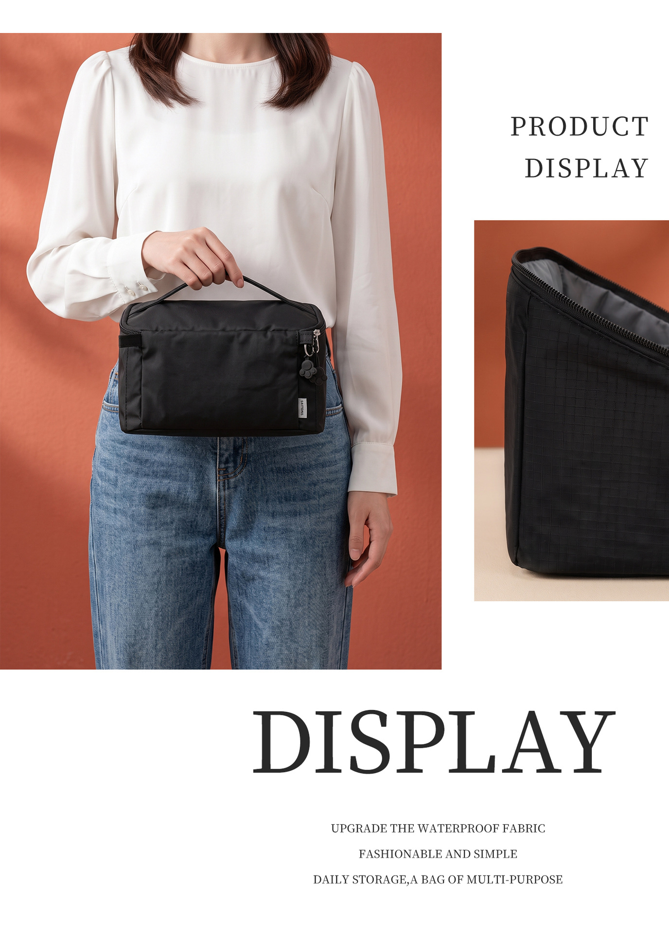 Aufrechte Kosmetiktasche, großes Fassungsvermögen, Nylon