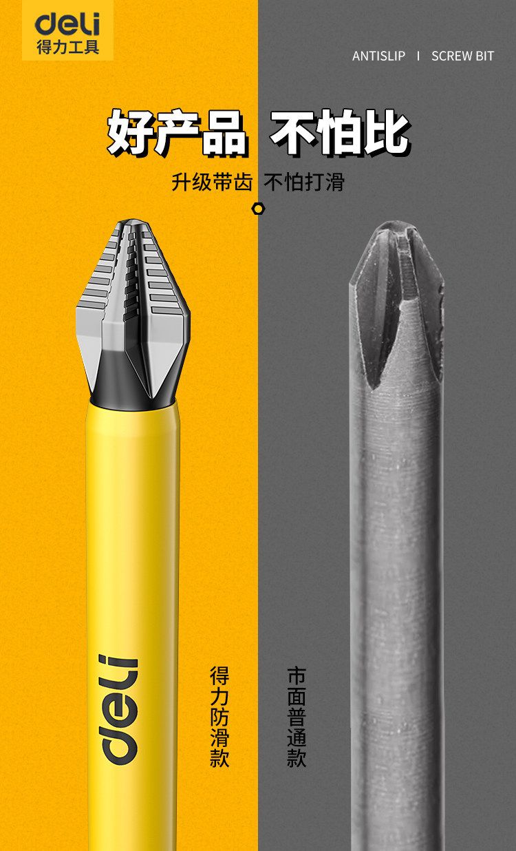 得力超硬抗冲击手电钻电动螺丝刀工具套装披头强磁防滑十字批头