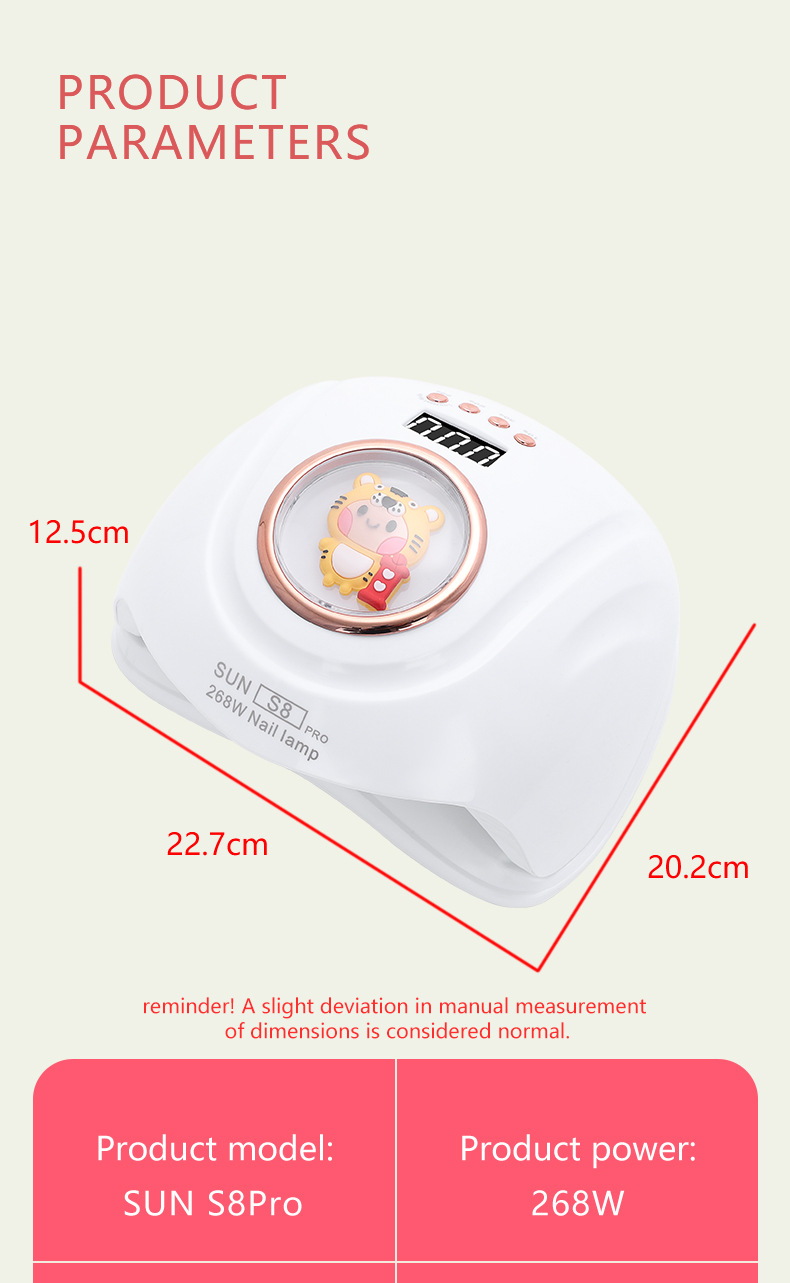 Smart timer nail lamp with 57 LED beads and dual light source