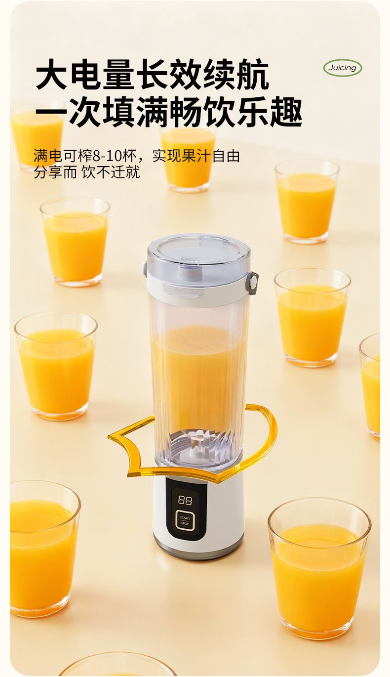 USB rechargeable juicer with ice crusher, portable