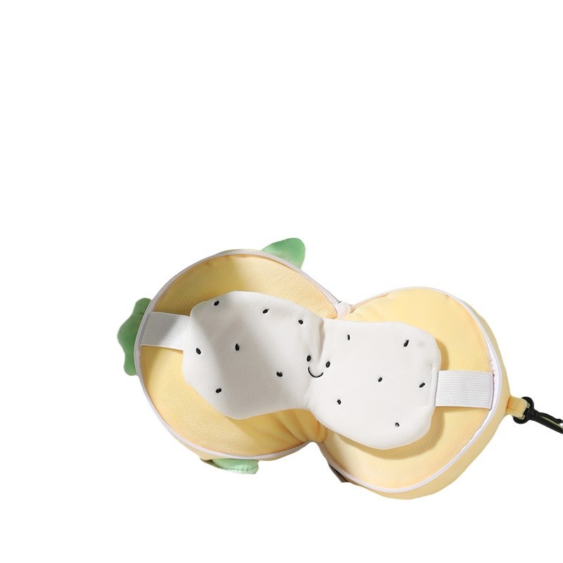 U-shaped pillow with eye mask, plush fabric
