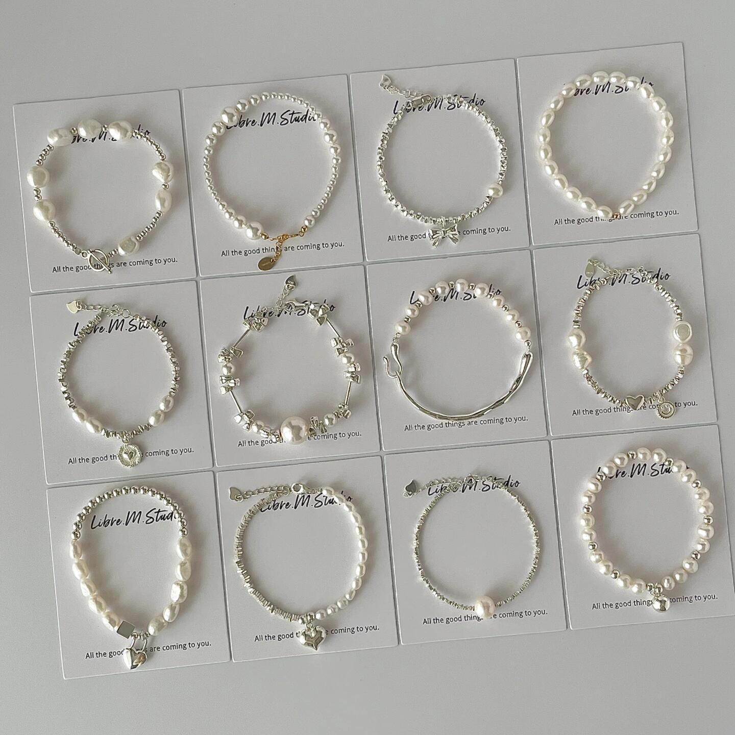 Pearl silver bracelet, S925 sterling, natural irregular, minimalist
