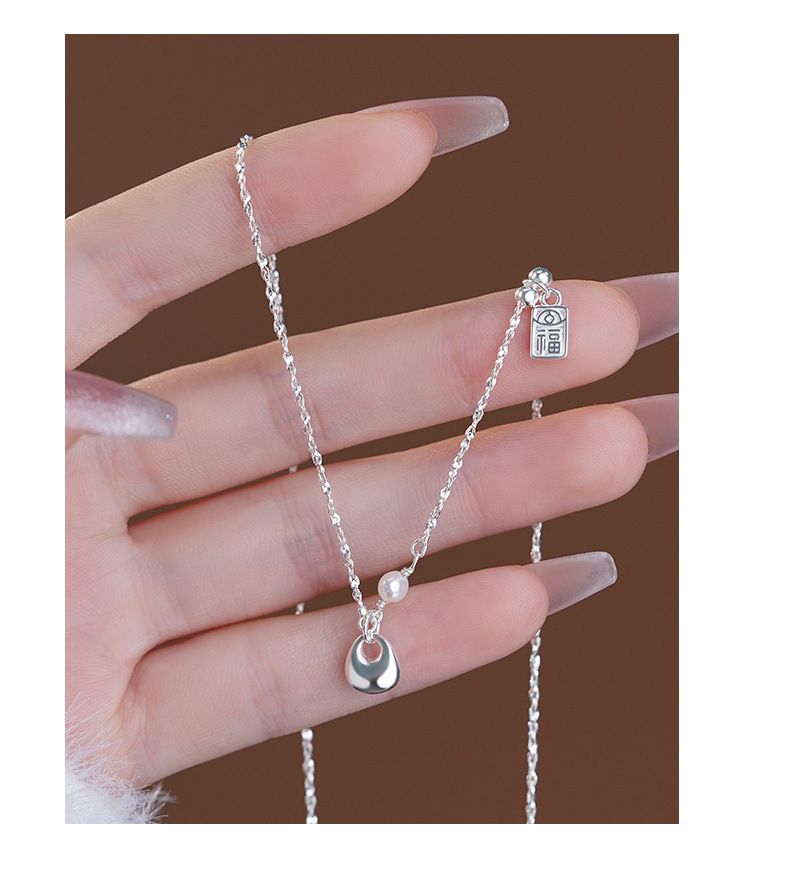S999 gümüş Çin tarzı külçe kolye kadın moda zinciri