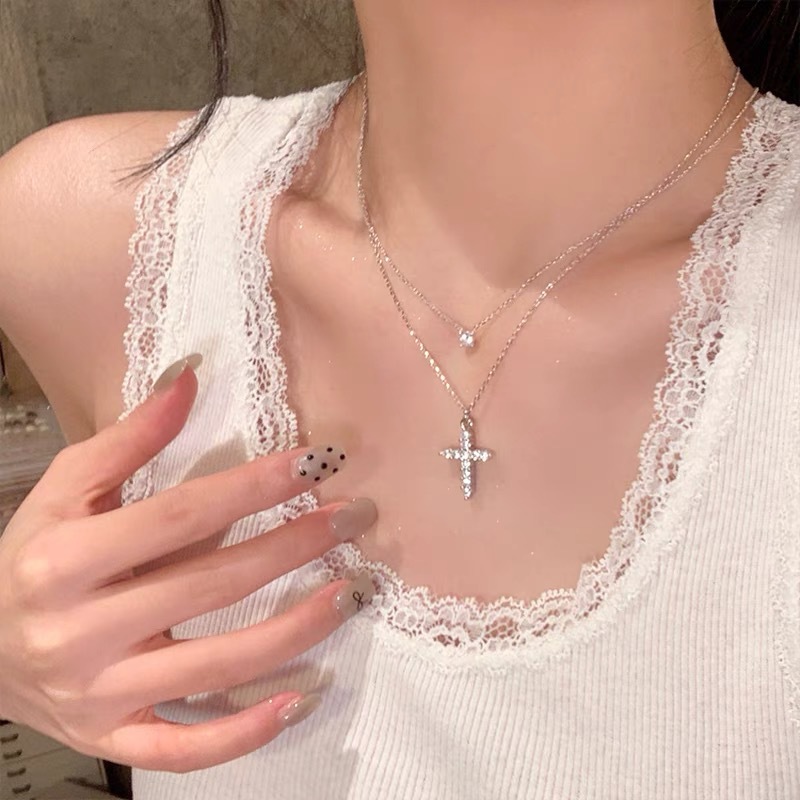 BM zircon cross necklace pendant for women