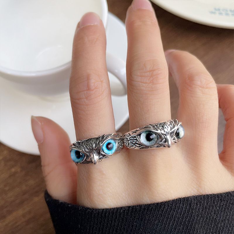 925er Silber Eulen-Ring Vintage-Stil Designer